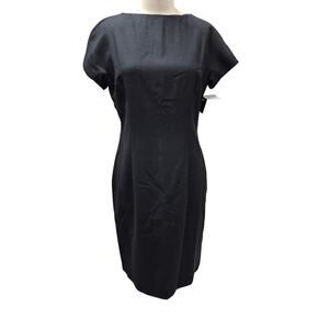 Andrea Viccaro 100% Wool Black Sheath Midi Dress Sz 10 Vintage 80s NWT